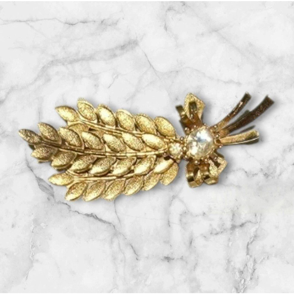 Vintage Signed SARAH COV Wheat Leaf Brooch